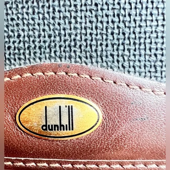 Dunhill card case business card holder brown leather and black canvas Unisex VTG